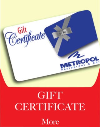 Gift Certificate - Metropol Restaurant - Puerto Rican, Cuban, and International Food.